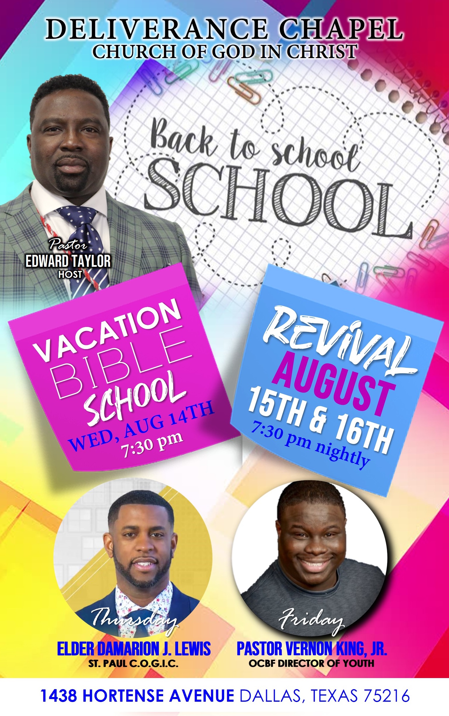 Vacation Bible School & Back to School Revival